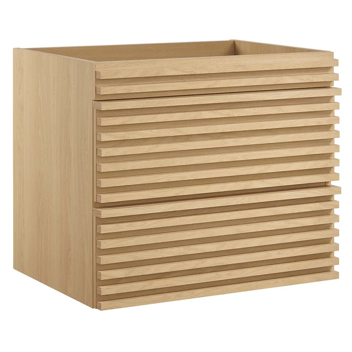 Modway – Render 24″ Wall-Mount Bathroom Vanity Cabinet (Sink Basin Not Included) by Modway Bathroom Vanities Brown – EEI-4338-OAK