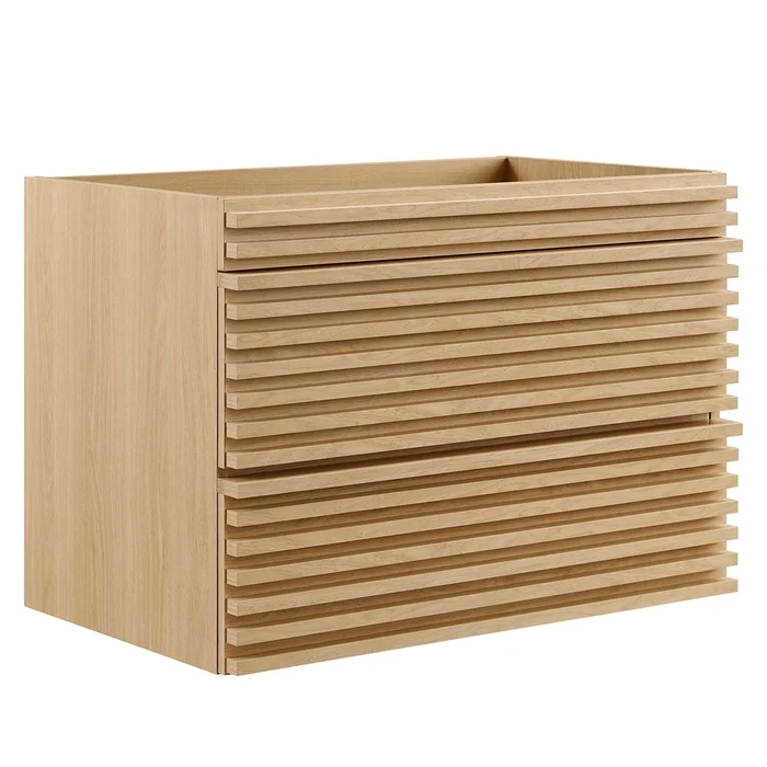 Modway – Render 30″ Wall-Mount Bathroom Vanity Cabinet (Sink Basin Not Included) by Modway Bathroom Vanities Brown – EEI-4850-OAK