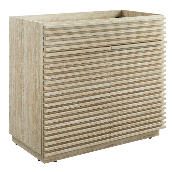 Modway – Render 36″ Faux Travertine Bathroom Vanity Cabinet (Sink Not Included) by Modway Bathroom Vanities Brown – EEI-6969-TRA