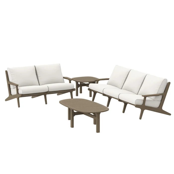 Modway – Saratoga 4-Piece Outdoor Patio Teak Wood Furniture Set by Modway Outdoor Furniture Sofa Sectionals White – EEI-7270-WGR-WHI