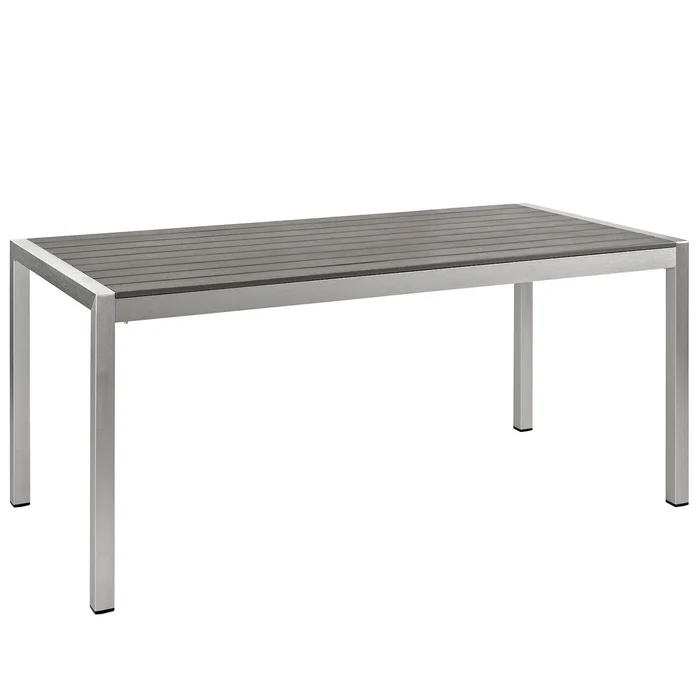 Modway – Shore Outdoor Patio Aluminum Dining Table by Modway Outdoor Furniture Bar and Dining Gray – EEI-2251-SLV-GRY