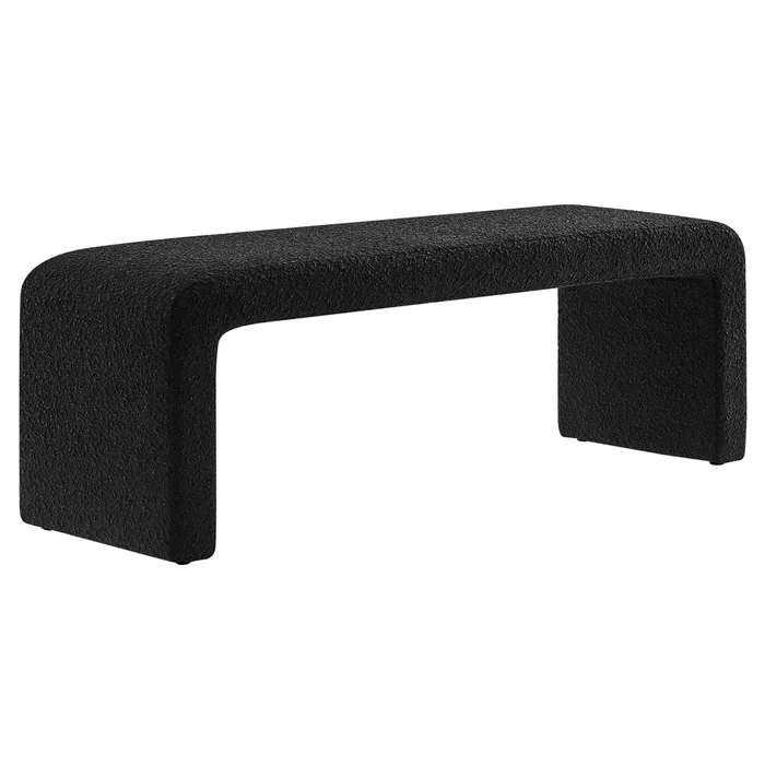 Modway – Simba Boucle Fabric Waterfall Long Bench by Modway Living Room Benches and Stools Black – EEI-6736-BLK