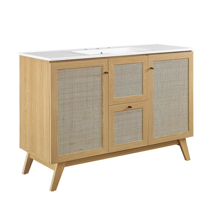 Modway – Soma 48? Single Sink Bathroom Vanity by Modway Bathroom Vanities Brown – EEI-6719-OAK-WHI