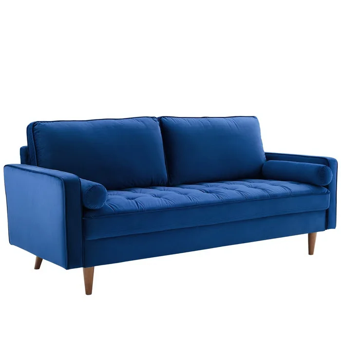 Modway – Valour Performance Velvet Sofa by Modway Living Room Sofas and Armchairs Blue – EEI-3764-NAV
