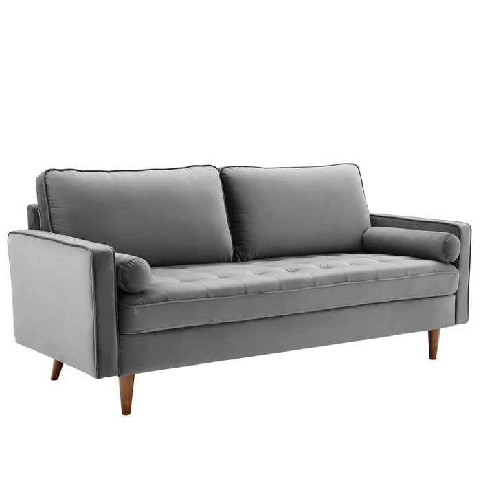 Modway – Valour Performance Velvet Sofa by Modway Living Room Sofas and Armchairs Gray – EEI-3764-GRY