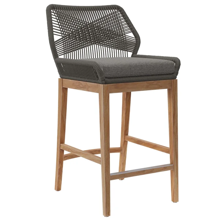 Modway – Wellspring Outdoor Patio Teak Wood Bar Stool by Modway Outdoor Furniture Bar and Dining Gray – EEI-5746-GRY-GPH