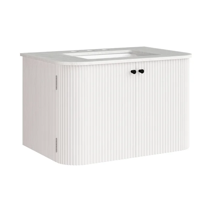 Modway – Zia 30″ Wall-Mount Bathroom Vanity with Marble Sink by Modway Bathroom Vanities White – EEI-7208-IVO