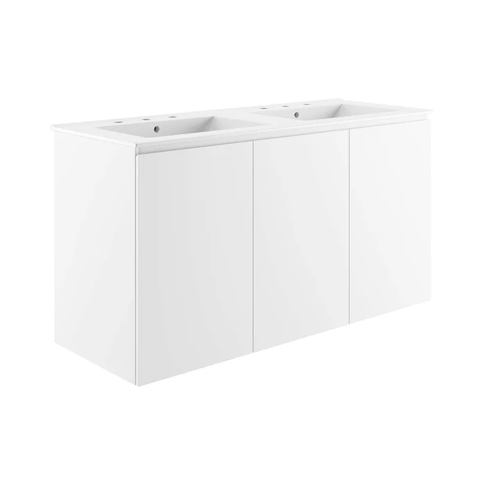 Modway Outlet Bryn 48″ Wall-Mount Double Sink Bathroom Vanity by Modway Bathroom Furniture White White – EEI-5781-WHI-WHI