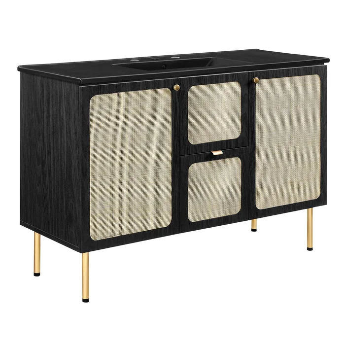 Modway Outlet Chaucer 48″ Single Sink Bathroom Vanity by Modway Bathroom Furniture Black Black – EEI-6700-BLK-BLK