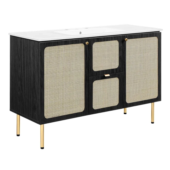 Modway Outlet Chaucer 48″ Single Sink Bathroom Vanity by Modway Bathroom Furniture Black White – EEI-6699-BLK-WHI