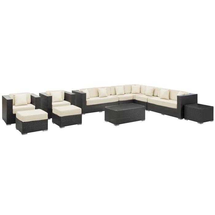 Modway Outlet Cohesion 11 Piece Outdoor Patio Sectional Set by Modway Outdoor Furniture Furniture Espresso White – EEI-723-EXP-WHI-SET