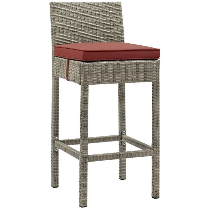 Modway Outlet Conduit Outdoor Patio Wicker Rattan Bar Stool by Modway Outdoor Furniture Furniture Light Gray Currant – EEI-2800-LGR-CUR