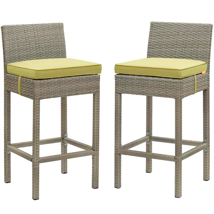 Modway Outlet Conduit Outdoor Patio Wicker Rattan Bar Stool Set of 2 by Modway Outdoor Furniture Furniture Light Gray Peridot – EEI-3604-LGR-PER