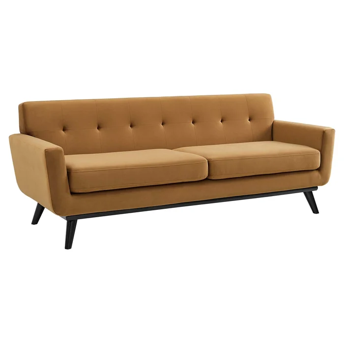 Modway Outlet Engage Performance Velvet Sofa by Modway Living Room Furniture Cognac – EEI-5600-COG