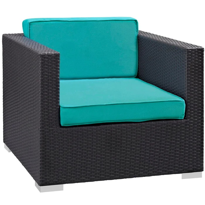 Modway Outlet Gather Outdoor Patio Armchair by Modway Outdoor Furniture Furniture Espresso Turquoise – EEI-1690-EXP-TRQ