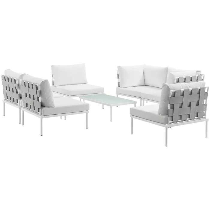 Modway Outlet Harmony 7 Piece Outdoor Patio Aluminum Sectional Sofa Set by Modway Outdoor Furniture Furniture White White – EEI-2617-WHI-WHI-SET