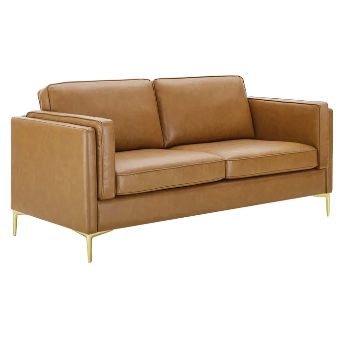Modway Outlet Kaiya Vegan Leather Sofa by Modway Living Room Furniture Tan – EEI-4455-TAN