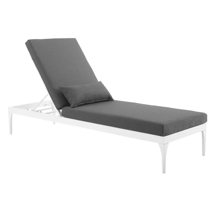 Modway Outlet Perspective Cushion Outdoor Patio Chaise Lounge Chair by Modway Outdoor Furniture Furniture White Charcoal – EEI-3301-WHI-CHA