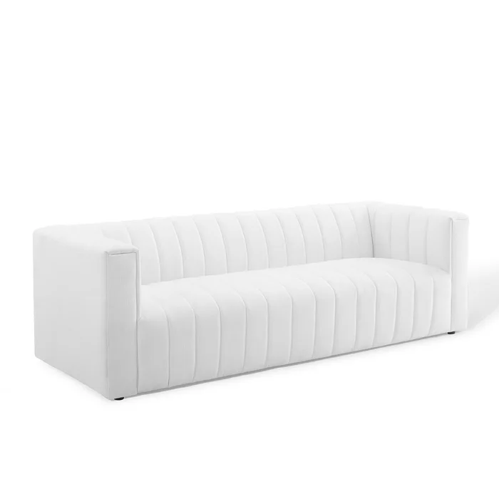 Modway Outlet Reflection Channel Tufted Upholstered Fabric Sofa by Modway Living Room Furniture White – EEI-3881-WHI