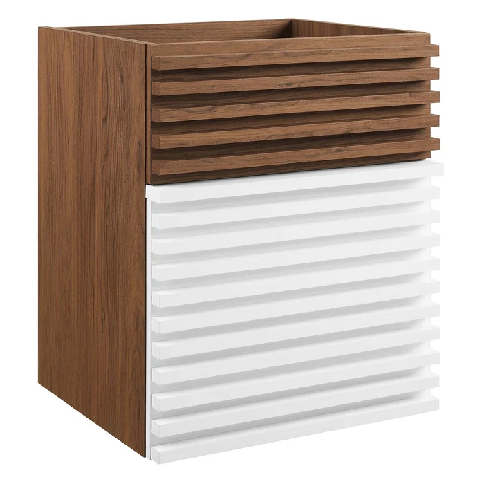 Modway Outlet Render 18″ Wall-Mount Bathroom Vanity Cabinet (Sink Basin Not Included) by Modway Bathroom Furniture White Walnut – EEI-4848-WHI-WAL