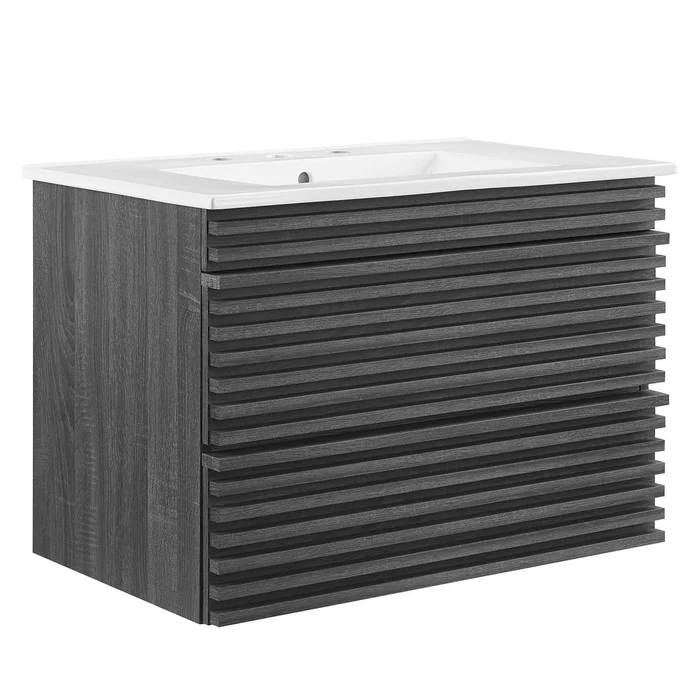 Modway Outlet Render 30″ Wall-Mount Bathroom Vanity by Modway Bathroom Furniture Charcoal White – EEI-5421-CHA-WHI