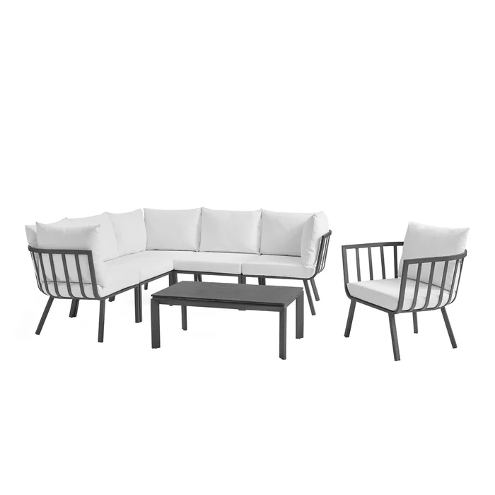 Modway Outlet Riverside 7 Piece Outdoor Patio Aluminum Set by Modway Outdoor Furniture Furniture Gray White – EEI-3790-SLA-WHI