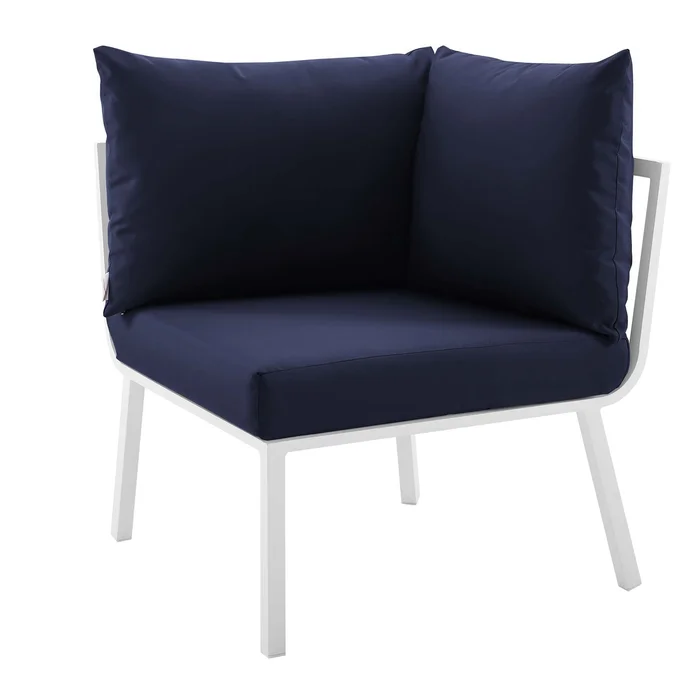 Modway Outlet Riverside Outdoor Patio Aluminum Corner Chair by Modway Outdoor Furniture Furniture White Navy – EEI-3569-WHI-NAV