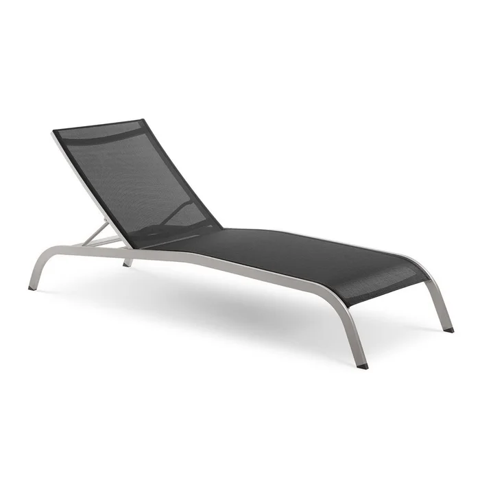 Modway Outlet Savannah Mesh Chaise Outdoor Patio Aluminum Lounge Chair by Modway Outdoor Furniture Furniture Black – EEI-3721-BLK