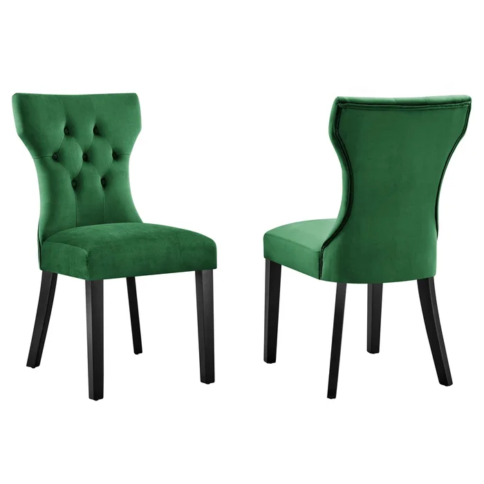Modway Outlet Silhouette Performance Velvet Dining Chairs Set of 2 by Modway Bar and Dining Furniture Emerald – EEI-5014-EME
