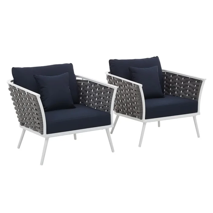 Modway Outlet Stance Outdoor Patio Aluminum Armchair Set of 2 by Modway Outdoor Furniture Furniture White Navy – EEI-3162-WHI-NAV-SET