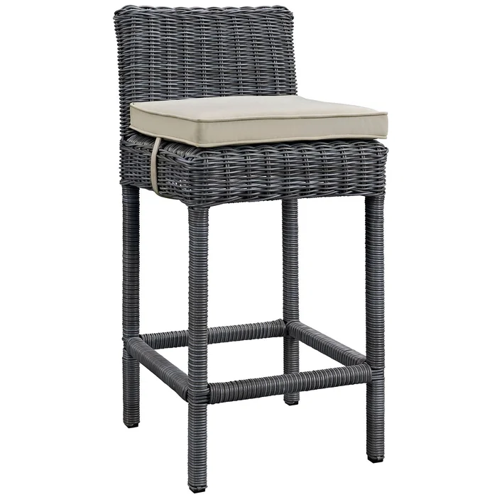 Modway Outlet Summon Outdoor Patio Sunbrella? Bar Stool by Modway Outdoor Furniture Furniture Antique Canvas Beige – EEI-1960-GRY-BEI