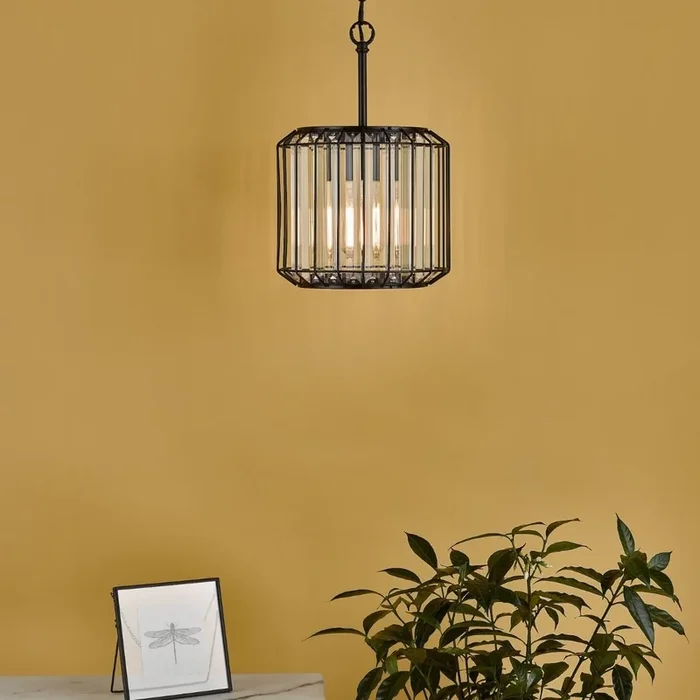 Naeva – Satin Black and Crystal Pendant