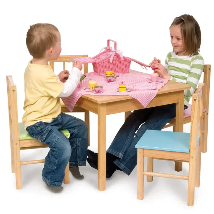 Natural Wooden Chairs x 4 & Table Ages 3 Years