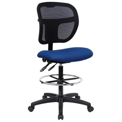 Navy Blue Fabric and Mesh Drafting Stool – WL-A7671SYG-NVY-D-GG