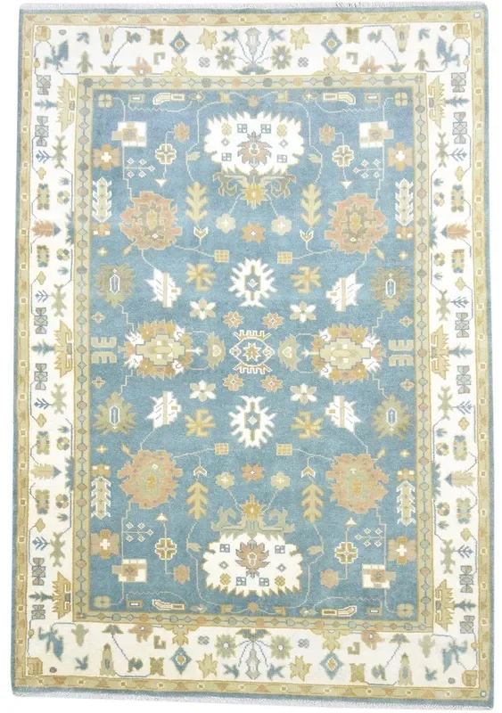 Nettie Hand Knotted Green Wool Rug 6′ X 9′ Persien Oushak Oriental