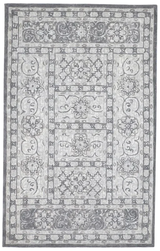 Nikolia Wool Grey Rug 5′ X 8′ Modern Hand Tufted Kazak Oriental