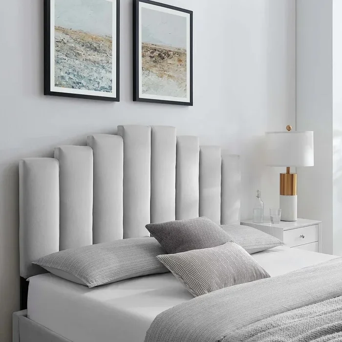 Noelle Performance Velvet King/California King Headboard – Light Gray