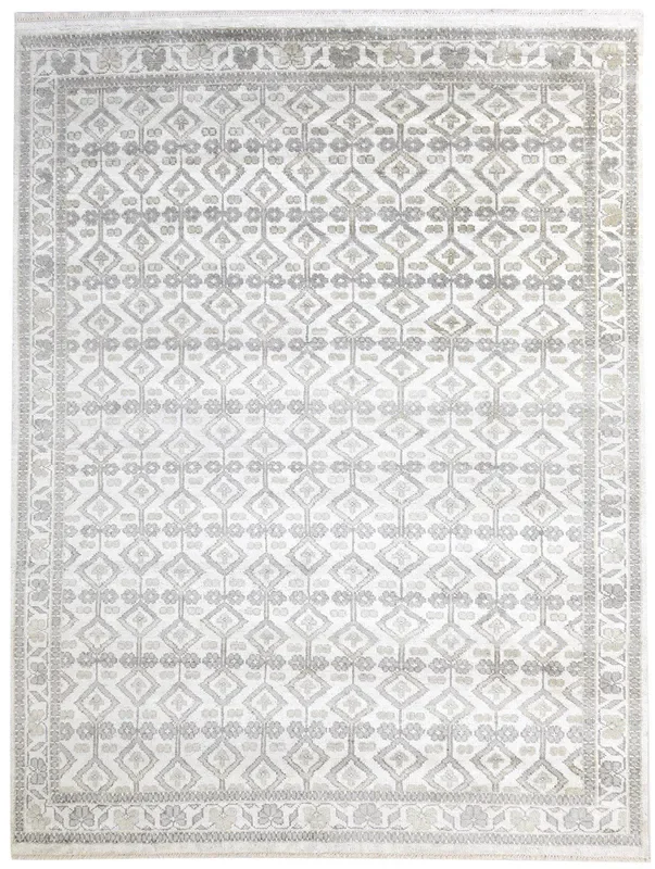 Norma Wool / Silk Grey Rug 9X12 Persian Hand Knotted Oushak Oriental