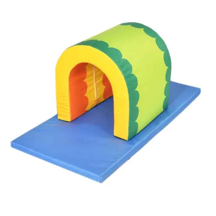 Nursery Soft Play Tunnel + Play Mat – Multi Coloured