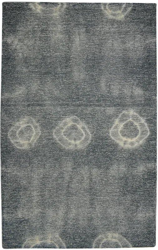 Nydia 100% Wool / Art Silk Charcoal Rug 5X8 Modern Hand Tufted Shibori Tie Dye