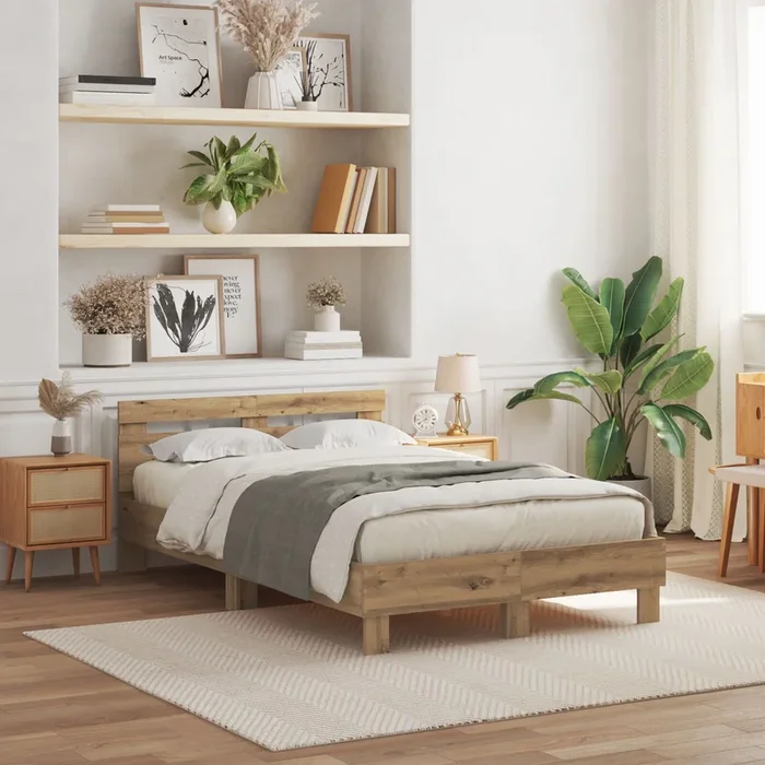 Oak Bed Frame Artisan Oak Solid Oak Wood 135 X 190 Cm Durable