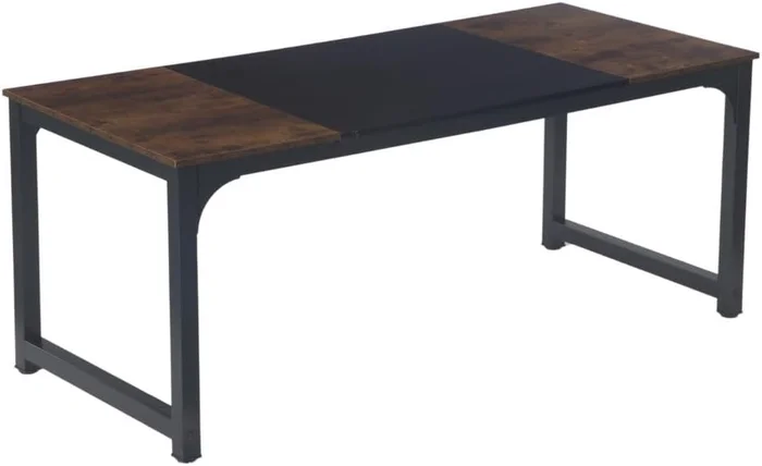 Oakestry 70.8 Inch Executive Desk Large Office Computer Desk Rustic Brown/Black