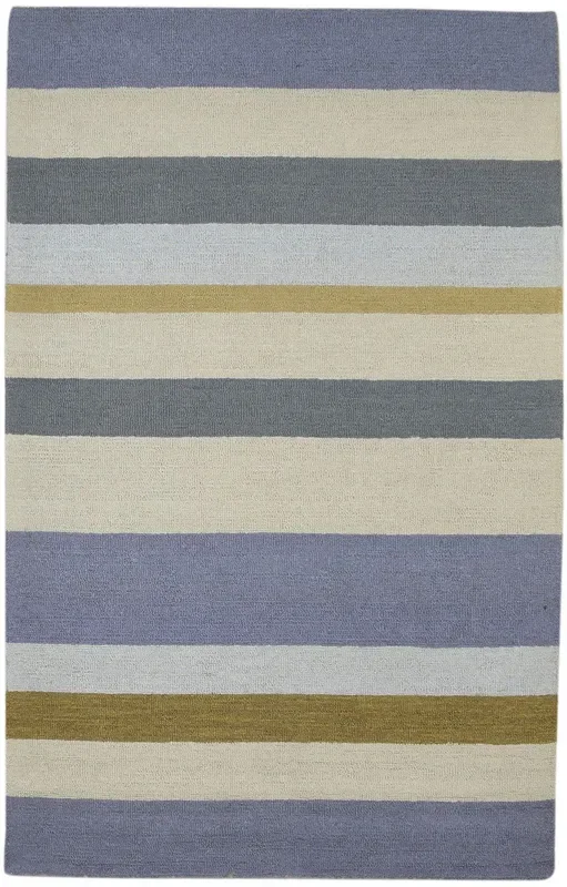 Odele Hand Tufted Multi Color Wool Rug 5X8 Modern Scandinavian Striped
