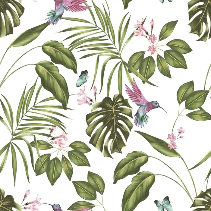 Ohpopsi WLD53114W Clivia White Hummingbird Wallpaper