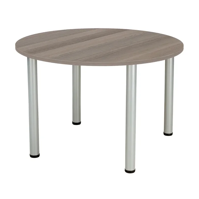 One Fraction Plus Circular Meeting Table – Grey Oak