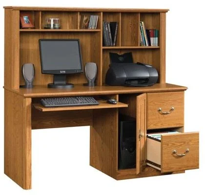Orchard Hills Computer Desk with Hutch Carolina Oak – Sauder Furniture – 401354