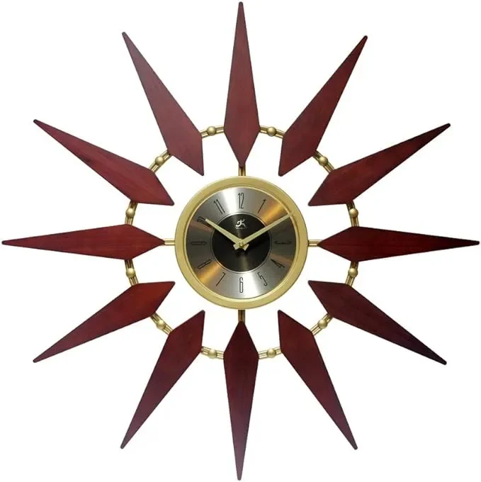 Orion Starburst Wall Clock Mid Century Modern Large Mid Mod Decor Retro Quartz Movement