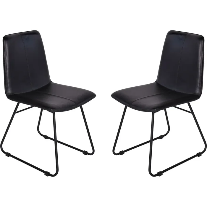 Pair of Robinson Leather Dining Chairs in Charcoal