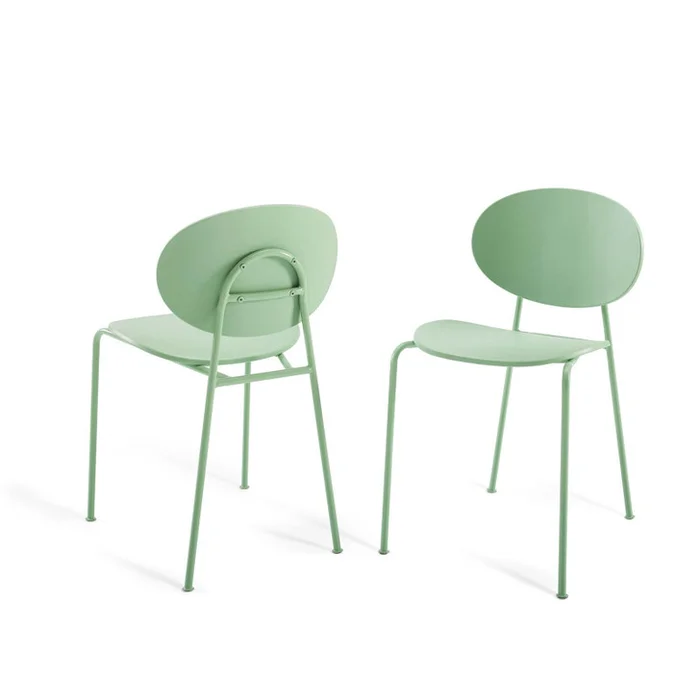 Palette Dining Side Chair Set of 2, Plastic, Metal Steel, Green, 18728