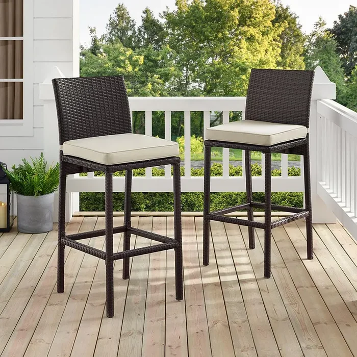 Palm Harbor 2-Piece Outdoor Wicker Bar Stools (Set of 2) #SA843